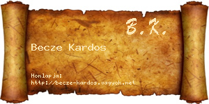 Becze Kardos névjegykártya